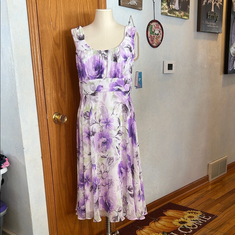NWT Connected Apparel Purple Floral Dress - Size 12